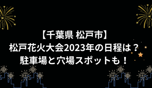 【千葉県 松戸市】松戸花火大会2023年の日程は？駐車場と穴場スポットも！